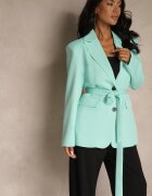 new collection Sacou Verde deschis Oversize cu umeri întăriți și Curea Diolisa
