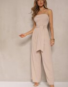 new collection Salopetă Ajustată în Talie cu Curea Bej Desine