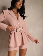 new collection Salopetă Cambrată Roz închis Tip Costum cu Curea și Zirconii Milazi
