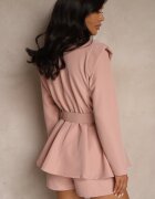 new collection Salopetă Cambrată Roz închis Tip Costum cu Curea și Zirconii Milazi