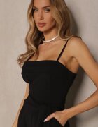 new collection Salopetă Neagră Cintrată cu Curea Desine