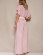 new collection Salopetă petrecută roz cu mâneci liliac și curea Tollamira