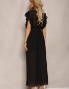 new collection Salopetă plisată neagră cu volane și pantaloni largi Jarina