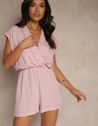 new collection Salopetă Roz Scurtă cu Decolteu Petrecut din Viscoză Ariamia