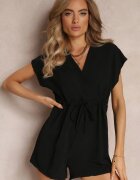 new collection Salopetă scurtă neagră cu elastic în talie Weam