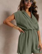 new collection Salopetă scurtă Verde închis cu decolteu petrecut din viscoză Ariamia