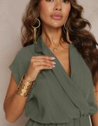 new collection Salopetă scurtă Verde închis cu decolteu petrecut din viscoză Ariamia