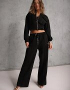new collection Set de Trening Negru din Bumbac Bluză cu Fermoar și Pantaloni Teviora
