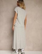 new collection Set Gri din Viscoză Fustă și Bluză Decorată cu Legătură în Talie Davisavina