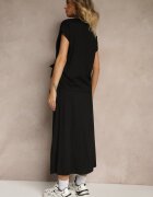 new collection Set Negru cu Vâscoză Fustă și Bluză Decorată cu Legătură în Talie Davisavina