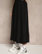 new collection Set Negru cu Vâscoză Fustă și Bluză Decorată cu Legătură în Talie Davisavina