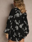 new collection Set Negru din Bumbac Fustă-Pantaloni scurți și Cămașă cu Mâneci Largi Savalene