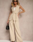 new collection Vestă de costum Bej cu curea Viviselle