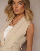 new collection Vestă de costum Bej cu curea Viviselle