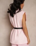 new collection Vestă Roz Oversize stil costum cu nasture și curea cu cataramă Galazia