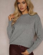newstar Pulover Casual Gri cu Vâscoză și Modal cu Manșete Riviti