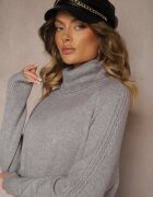 newstar Pulover gri deschis din viscoză modal și cu împletitură decorativă Kesalttia