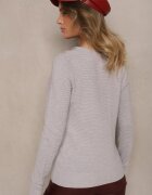 newstar Pulover Gri din Tricot Striaț cu Viscoză Decorat cu Zirconii și Legătură Tintorinae