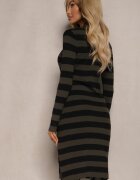 newstar Rochie-pulover Verde închis cu Viscoză și Modal în dungi cu Decupaj Naliria