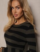 newstar Rochie-pulover Verde închis cu Viscoză și Modal în dungi cu Decupaj Naliria