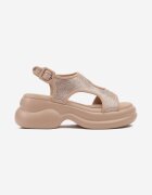 next step Sandale bej Chunky pe platformă de spumă cu fața cu zirconii Idamirela