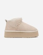 nm Cizme de zăpadă bej slip-on din piele întoarsă naturală cu talpă groasă Mevilira