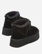 nm Cizme de zăpadă Negre slip-on din piele întoarsă naturală cu talpă groasă Mevilira