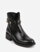 orena paris Botine cu toc plat decorate cu o baretuță elegantă cu cataramă Ramhei Negre