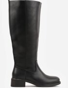 orena paris Cizme tip ofițer cu ornament metalic cu toc plat Tiral Negre