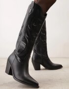 orena paris Cizme Western în stil cowboy cu toc și cusături Ifuna Negre