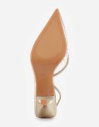 pallika paris Pantofi stiletto aurii Slingback cu partea superioară transparentă și zirconii Liaceran