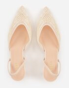 pallika paris Pantofi stiletto bej slingback cu partea superioară din plasă și mărgele Carilriane