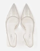 pallika paris Stiletto albi Slingback cu carâmb transparent și zirconii Liaceran