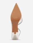 pallika paris Stiletto albi Slingback cu carâmb transparent și zirconii Liaceran