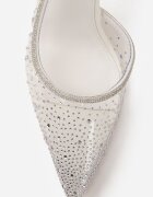 pallika paris Stiletto albi Slingback cu carâmb transparent și zirconii Liaceran