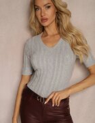 palma Bluză Gri cu adaos de viscoză și bumbac cu model în relief Merelisa