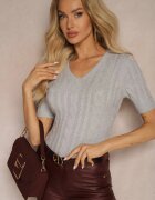 palma Bluză Gri cu adaos de viscoză și bumbac cu model în relief Merelisa