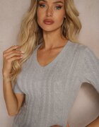 palma Bluză Gri cu adaos de viscoză și bumbac cu model în relief Merelisa