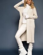 palma Cardigan nedeschis Bej deschis cu croială lungă din viscoză și buzunare Naralie