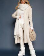 palma Cardigan nedeschis Bej deschis cu croială lungă din viscoză și buzunare Naralie