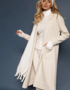 palma Cardigan nedeschis Bej deschis cu croială lungă din viscoză și buzunare Naralie