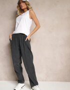 palma Pantaloni De bumbac Gri închis High Waist în stil clasic Arivora