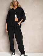 palma Pantaloni din bumbac negri cu talie înaltă în stil clasic Arivora