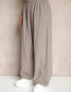 palma Pantaloni Gri din Bumbac talie înaltă croială largă Velili