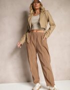 palma Pantaloni Maro De Bumbac Talie Înaltă Stil Clasic Arivora