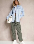 palma Pantaloni verde închis din bumbac High Waist în stil clasic Arivora