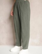 palma Pantaloni verde închis din bumbac High Waist în stil clasic Arivora