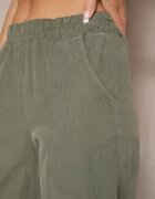 palma Pantaloni Verzi închis din bumbac High Waist Galili