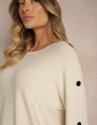palma Pulover Bej deschis cu Viscoză și Bumbac Decorat cu Nasturi Ciavonne