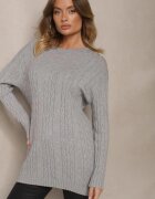 palma Pulover Gri cu Bumbac Viscoză și Model Decorativ Viacelia